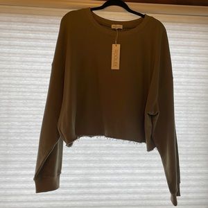 Roolee Olive Green Cropped Sweatshirt NWT